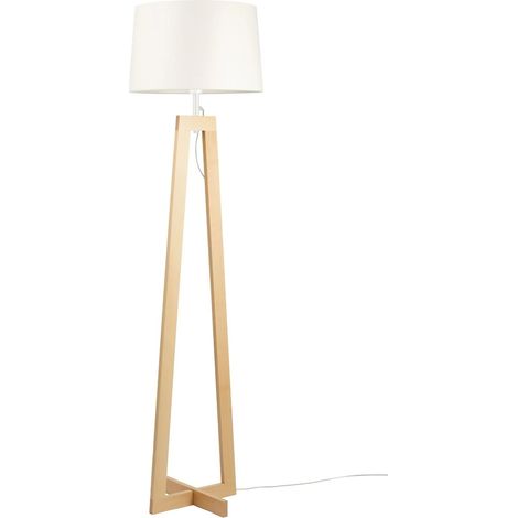 Lampadaire design, Lampadaire design Sacha ls blanc écru Bois en Wood, Aluminor (1/5)