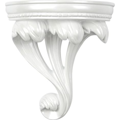 Étagère Murale Flottante Blanche en Résine Sculptée, Support Décoratif Multifonction, Design Européen Classique, Rangement pour Petites Plantes et Objets, Décoration Intérieure, (1/5)