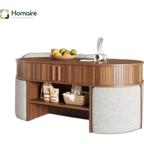 Pouf Walnuss aus MDF 120 x 60 x 51.5 cm mit Stauraum HOMAIRE (1/5)