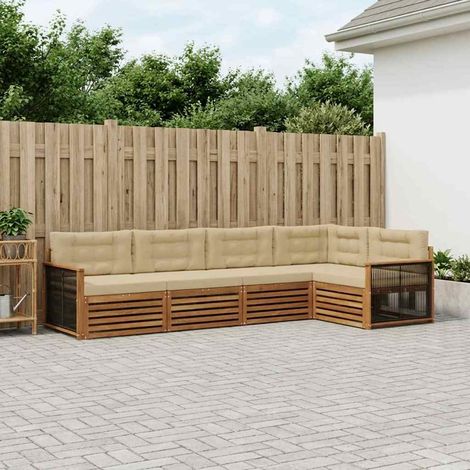 vidaXL Outdoor-Sofagarnitur mit Kissen 5 pcs Natur und Beige (1/5)