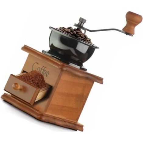 Retro-Kaffeemühle aus braunem Edelstahl im italienischen Stil mit Handkurbel für Zuhause (1/5)