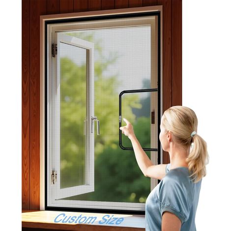 Maßgefertigtes Moskitonetz mit Reißverschluss für Balkone und Dachfenster, insekten- und katzenabweisend, Montage mit selbstklebenden Streifen, Position des Reißverschlusses individuell anpassbar (1/5)