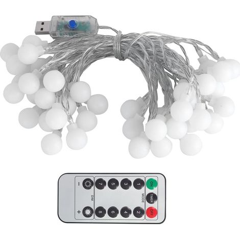 Guirlande lumineuse boule Globe à 40LED, 6M, USB, décorative, suspendue, avec 8 modes, pour une lumière chaude intérieure et extérieure (1/5)