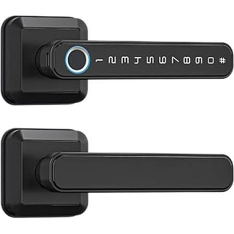 Serrure de porte intelligente Serrure biométrique numérique à empreintes digitales TTLock sans fil Bluetooth mot de passe poignée électronique sans clé intelligente serrure de porte loquet unique ( Co (1/5)