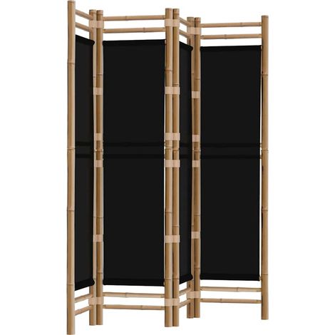 Cloison de séparation pliante 4 panneaux 160 cm Bambou et toile (1/5)