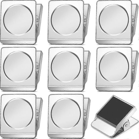 Lot de 10 pinces magnétiques en métal pour réfrigérateur, tableau blanc, bureau. (1/5)