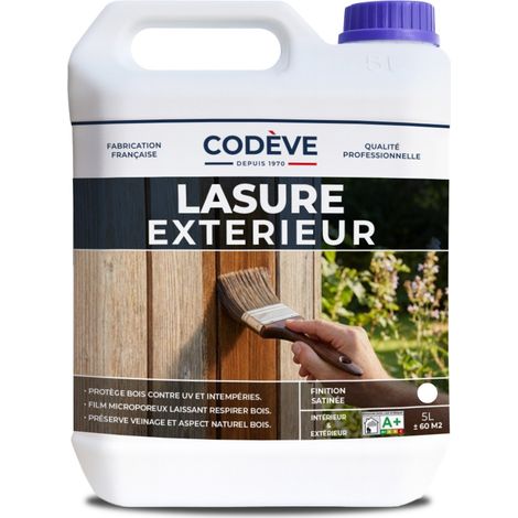 Codève Bois – Lasure bois extérieur incolore 5 L – Protection hydrofuge longue durée – Application facile sans écaillage – Pour bois en climat difficile (1/5)