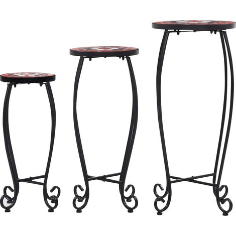 INLIFE Tables mosaïque 3 pcs Terre cuite et blanc Céramique (1/5)