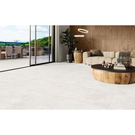 Nancy – Baldosa porcelánica efecto piedra · interior y exterior - Blanco - 31,6x60,8 cm Antislip - Palet completo (1/5)