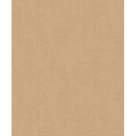 Papier peint uni effet toile lin caramel doré (1/2)