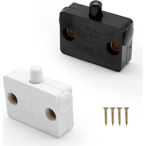 2 Pièce Commutateur d'armoire Encastrer de Interrupteur Automatique pour Placards avec 4 étuis de Protection et 4 Vis(Noir + Blanc) (1/5)