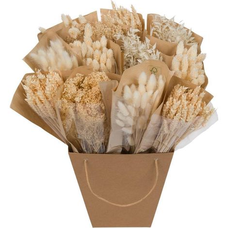 Fleurs Séchées Décoratives Mono Mix Blanc, Bouquet Naturel pour Intérieur, Hauteur 50 cm - PANGIVO