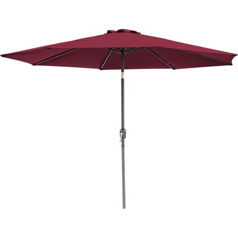 3M Round Garden Umbrella Patio Sun Shade Canopy Crank Tilt Wine Red Parasol with 9.5KG Base Weight (1/2)