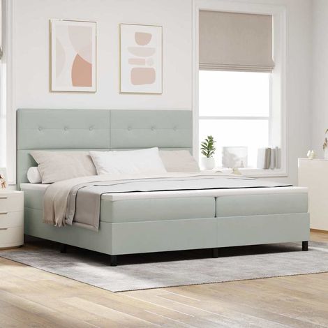 Boxspringbett mit Matratze Hellgrau 200 x 200 cm Samt vidaXL (1/5)