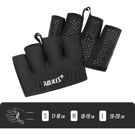 (Noir, Taille L) Gants de fitness demi-doigts, unisexes, adaptés à l'haltérophilie et au bodybuilding. (1/2)