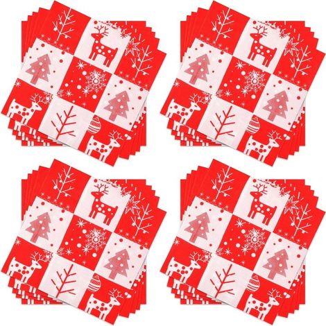 60 servilletas navideñas desechables, servilletas de cóctel con árbol de Navidad y renos, servilletas de papel navideñas para mesa, servilletas decorativas para cenas navideñas, 33x33cm (1/5)