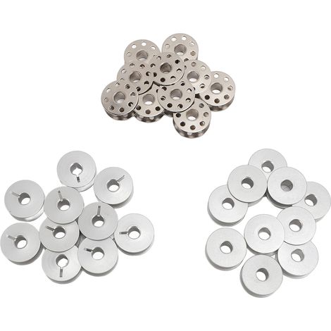 Lot de 30 Canettes Métalliques Industrielles pour Machine à Coudre, Modèles 55623A Alumine, 270010 Fer et 40264A Aluminium (1/5)
