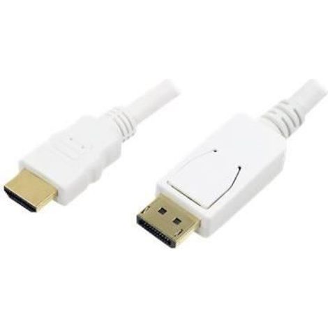 Câble Hdmi - Displayport - 2 M - Blanc - Contacts Plaqués Or - 1 Pièce
