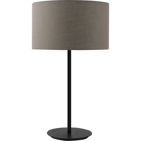 Lampada da Tavolo Vivien Nera con Paralume Cilindrico Tortora - Attacco E27 IP20 75W - Illuminazione Interni Rossini Group (1/5)