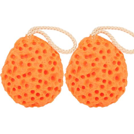 2 Pièces Éponge de Bain Douce pour Bébé, Nettoyant Corporel Mousse pour Enfant, Boule de Douche Orange (1/5)