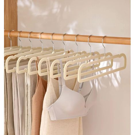 (10 pièces) support de rangement de cintre ménager antidérapant et sans trace floqué porte-pantalons épais pour chambre à coucher (1/5)