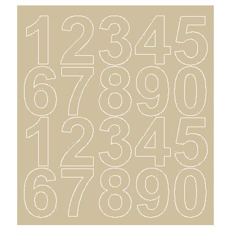 Pegatinas autoadhesivas con números de 5 cm, color beige brillante. (1/2)