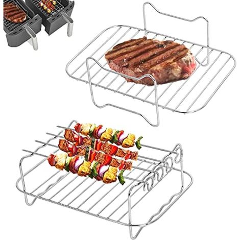 Grille pour friteuse à air compatible Ninja Tower Dual AF300UK AF400UK, accessoires 2 pièces en acier inoxydable 304, pour friteuse double 7,6-9,5L Instant/Salter.