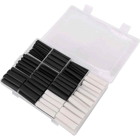 300-teiliges Schrumpfschlauch-Set, Schrumpfverhältnis 3:1, mit Klemmen und doppelseitigen Schrumpfschläuchen, 7 wasserfeste Schrumpfschlauch-Sets, 45 mm, 2,4 mm–12,7 mm, schwarz + weiß