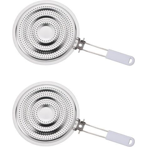 Réducteur de diffuseur de chaleur de cuisine, pare-flamme avec poignée amovible, acier inoxydable, lot de 2 (1/5)
