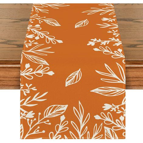 Chemin de table à motifs citrouille et feuille d'érable pour la cuisine, la salle à manger, les fêtes et la décoration de table basse - 30 x 180 cm (polyester) - Style 2