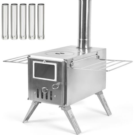 Poêle à bois de camping en plein air pour tentes intérieures Brûleur à bois de chauffage Chauffage pliable avec fenêtre à feu de tente Patio Cheminée Cuisson au feu de camp (1/5)