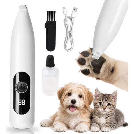 USB Rechargeable LED Cat Clipper, Silent Accurate Animal Clipper Grooming Paws Face Ears Eyes for Cats Dogs, Long Hair, Low Noise, Easy and Comfortable Home Care (1/5)