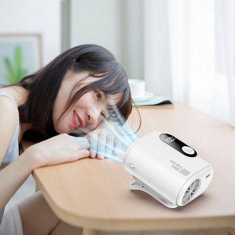 Ventilateur portable compact avec pince pour ceinture – Silencieux, puissant et léger, idéal pour voyages, extérieur et bureau – Blanc