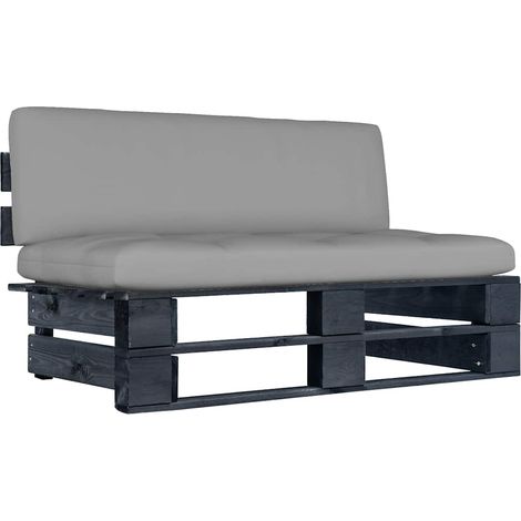 vidaXL Canapé central palette de jardin Noir Bois de pin imprégné (1/5)