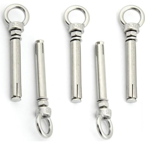 Paquet de 5 vis à boulon à œil à expansion avec anneau de levage en acier inoxydable (1/4)