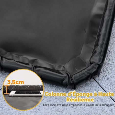 Tapis de garage noir 5,5 x 2,4 m en PVC antidérapant et imperméable avec raclette et bandes adhésives pour SUV, garage et atelier (1/5)