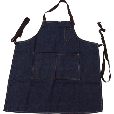Tablier de cuisine en denim résistant à l'usure, réglable et lavable, style chef pour cuisson et barbecue (1/5)