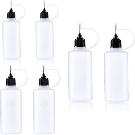 Lot de 6 fons pipettes souples 5/10/15 ml avec pointe aiguille, pour colle, huiles ou peinture fine (1/5)