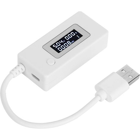 USB-Tester mit LCD-Hintergrundbeleuchtung, Amperemeter und Voltmeter, 4–30 V Belastbarkeit, Weiß (1/5)