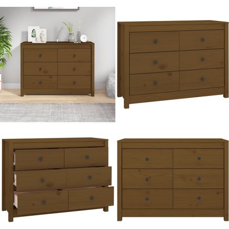 Armario auxiliar madera maciza de pino marrón miel 100x40x72 cm - Armario de madera - Armario de pino