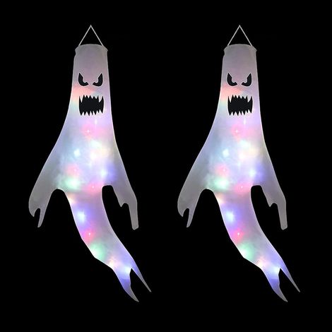 Windsock Fantome - 120 cm - Avec Perles LED Intégrées - Pour Jardin Terrasse Fête D'Halloween - 2 Pièces (1/5)