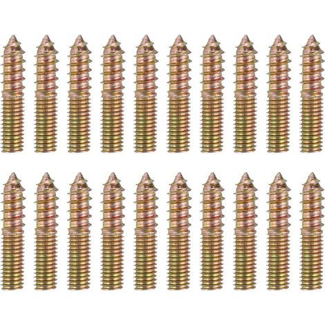 20 Pcs M8x40 Goujons À Tête Double, Vis À Bois Auto-Taraudeuses En Acier Au Carbone Pour Pieds De Meubles En Couleur Zinc (1/5)
