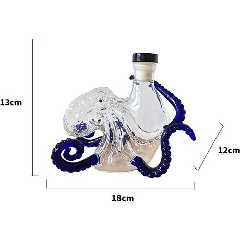 (A) Bouteille en verre Monstre marin Pieuvre Rhum Vin Décoration Bar Amateurs de vin Collection Art Carafe Décoration (1/5)