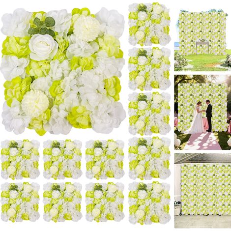 Panel de pared floral, diseño de flores artificiales, decoración versátil, verde (1/2)
