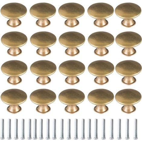 HOXILEELEO - Bouton de meuble vintage en laiton 20 pièces – Poignée champignon 30x21mm – Pour tiroirs et armoires – Finition lisse et rétro (1/5)