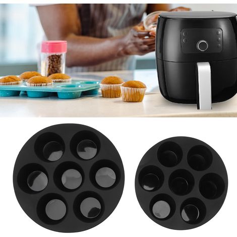 Accessoires pour friteuse à air de 7 et 8 pouces, moule à gâteau rond en silicone à 7 cavités pour muffins et gâteaux. (1/5)