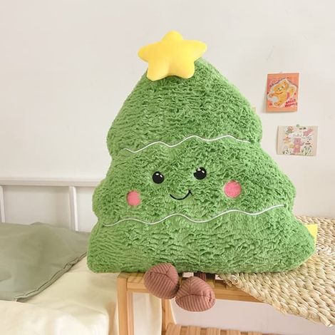 Coussin décoratif de Noël en peluche - Sapin de Noël rond et mignon 45 cm (1/5)