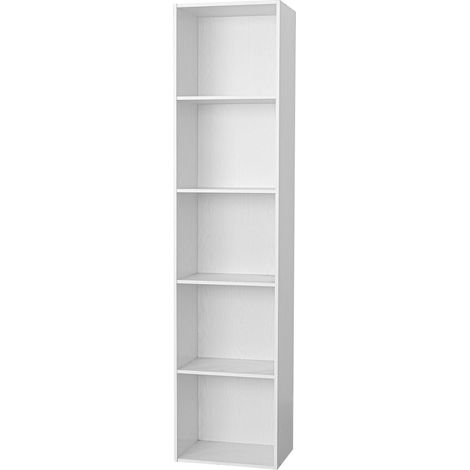 Gardenia Libreria Scaffale 5 Ripiani, Legno, Bianco (1/3)