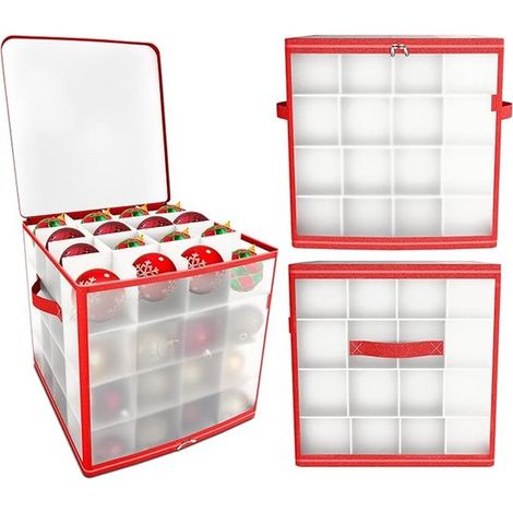 Scatola porta palline/decorazioni natalizie con 64 scomparti - 30x30x30 cm (1/5)