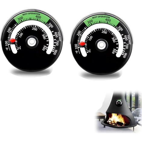 Termómetro magnético para estufa de leña, termómetro para chimenea, apto para conductos de chimenea de leña, indicador de temperatura del horno, 2 unidades. (1/5)